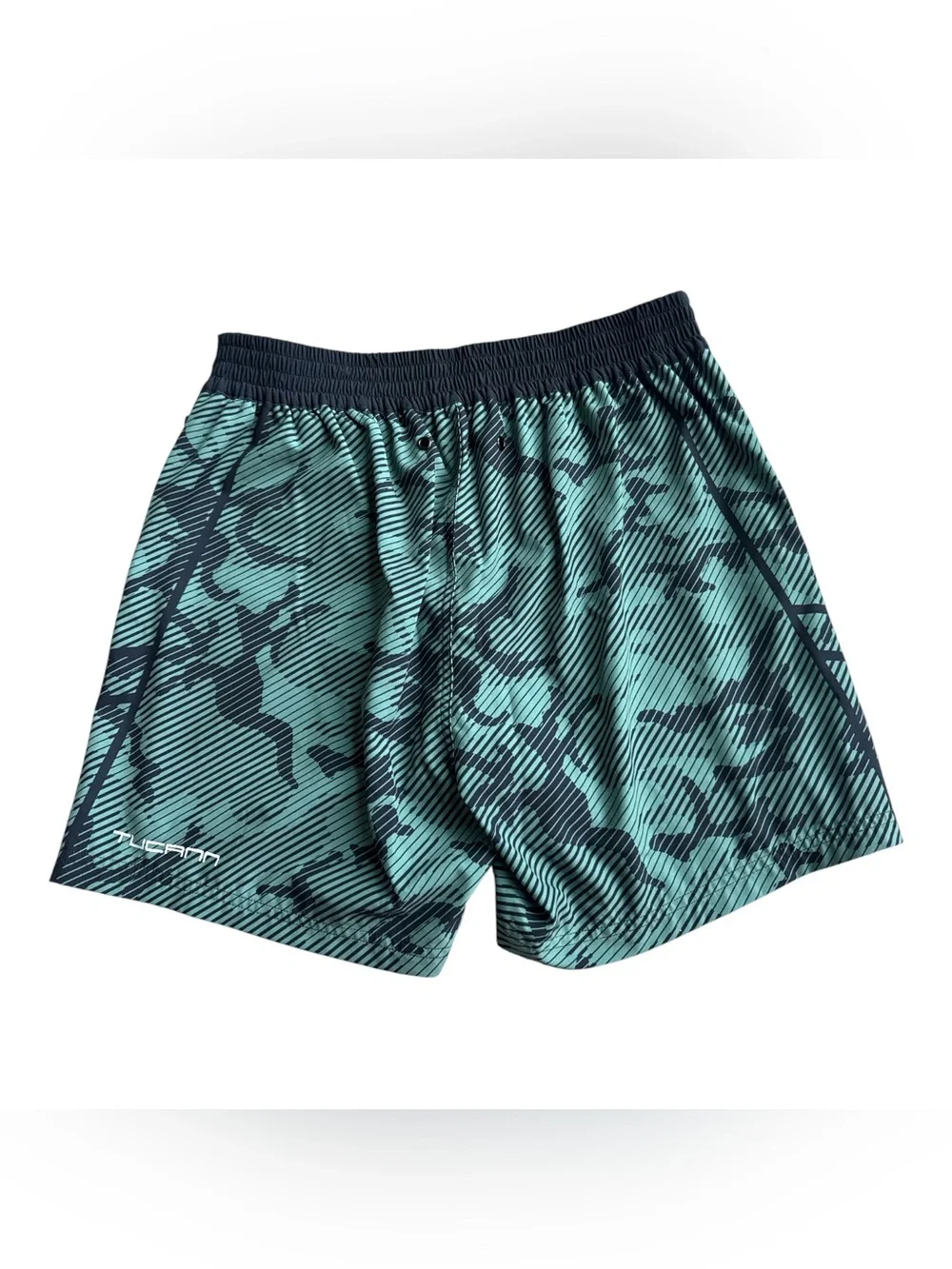 Men's Green Camo Stripe Swim Board Shorts